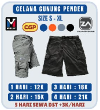 Celana Gunung Pendek CGP